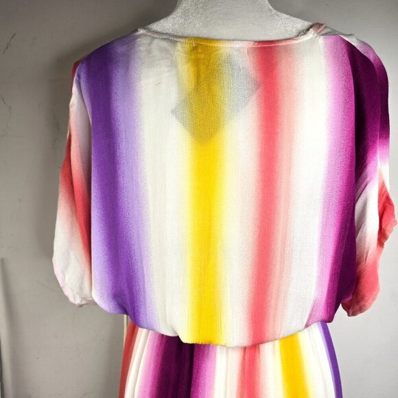 NWT Love In High-Low Rainbow Kimono Swim Beach Cover Up - Picture 7 of 9